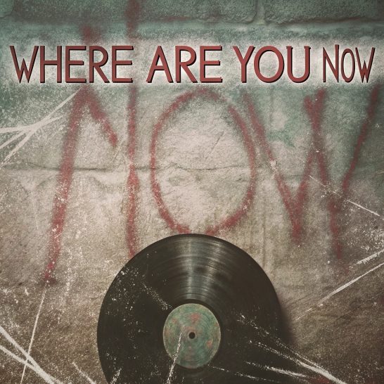 Text reads "WHERE ARE YOU NOW" with a vinyl record on a textured background.